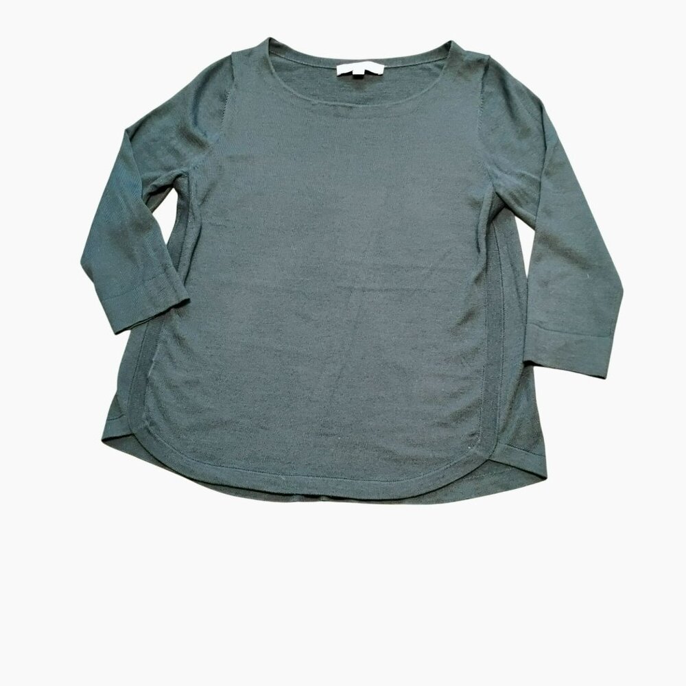 Ann Taylor Loft Womens 3/4 Sleeve Teal Green Knit Top Size M Acrylic Wool